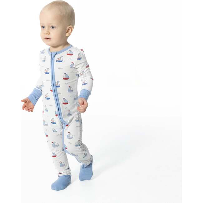 Bubbly Sailboats Blue, Convertible Romper