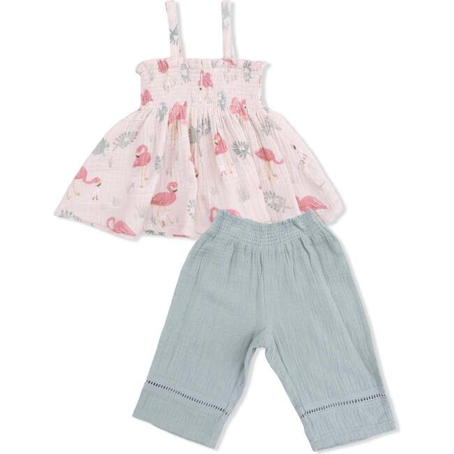 Flamingos, Smocked Top & Smocked Waist Pants