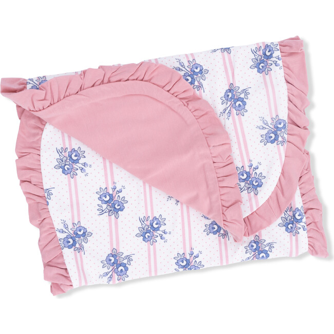 Stripe Dot Roses, Ruffle Burp Cloth