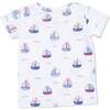 Bubbly Sailboats Pink, Short Sleeve Loungewear Set - Mixed Apparel Set - 3