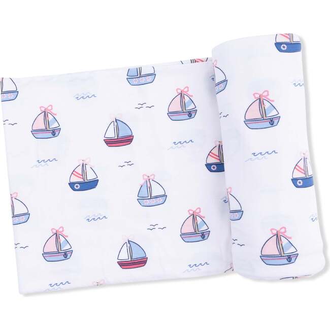 Bubbly Sailboats Pink, Swaddle Blanket