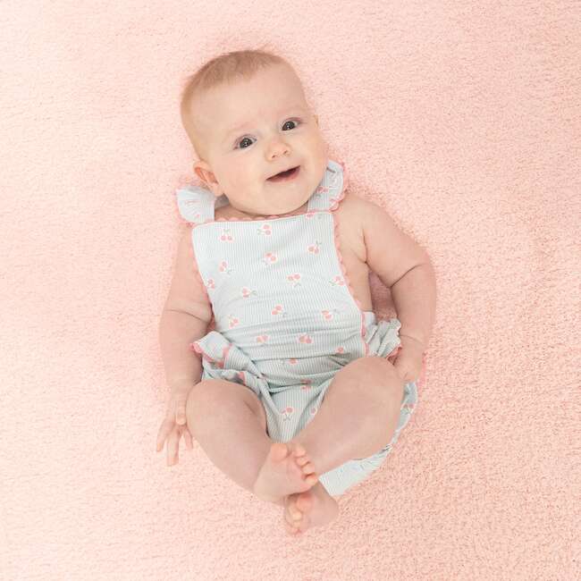 Tiny Cherry Stripe, Ric Rac Ruffle Sunsuit