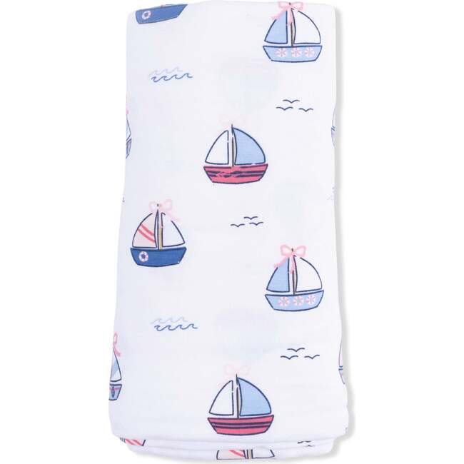 Bubbly Sailboats Pink, Swaddle Blanket