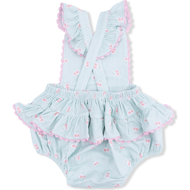 Tiny Cherry Stripe, Ric Rac Ruffle Sunsuit