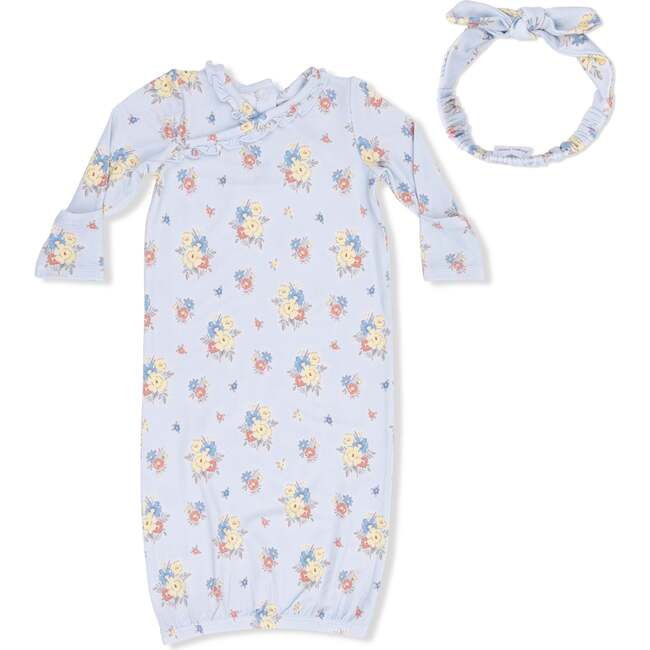 Country Stitch Floral , Kimono Gown & Knot Headband