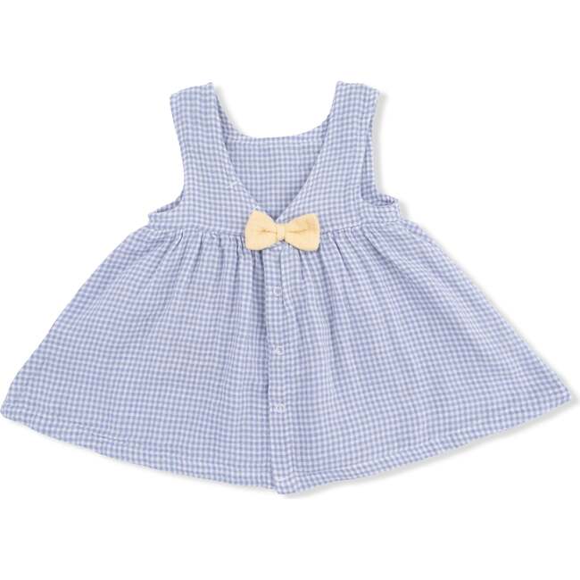 Micro Gingham Blue Blizzard, Infant Dress with Bow and Bloomer