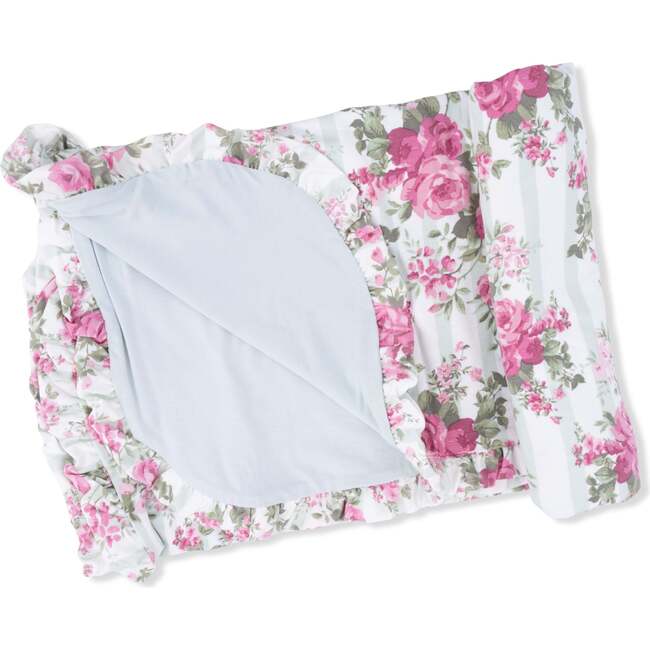 Cabbage Rose Stripe, Ruffle Blanket