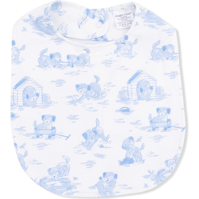 Puppy Toile Blue,  2 Way Zipper Footie, Swaddle  & Bandana Bib Set - Footie Pajamas - 3