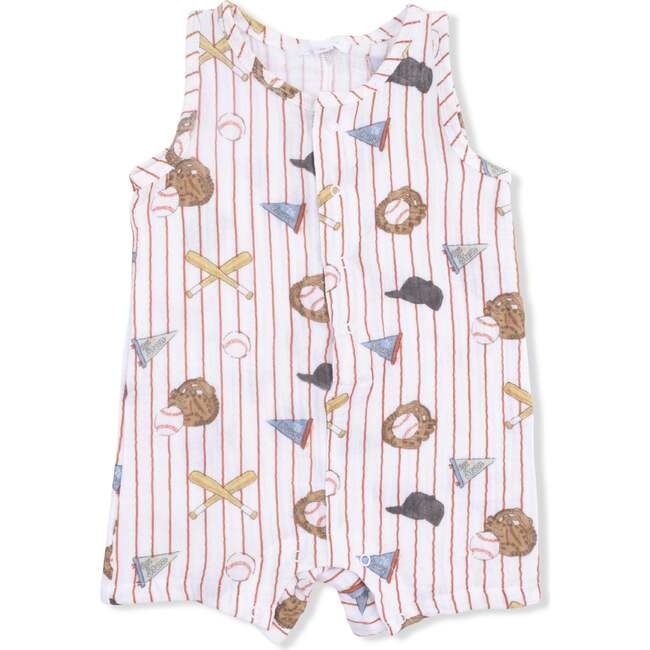 Vintage Baseball Stripe , Sleeveless Shortie Romper