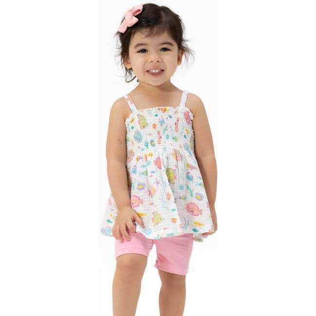 Sunny Coral Reef Fish, Smocked Top with Bike Short
