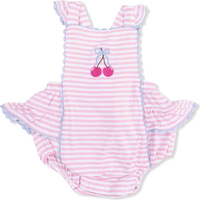 Cherry Stripe, Ric Rac Ruffle Sunsuit