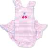 Cherry Stripe, Ric Rac Ruffle Sunsuit - Rompers - 2