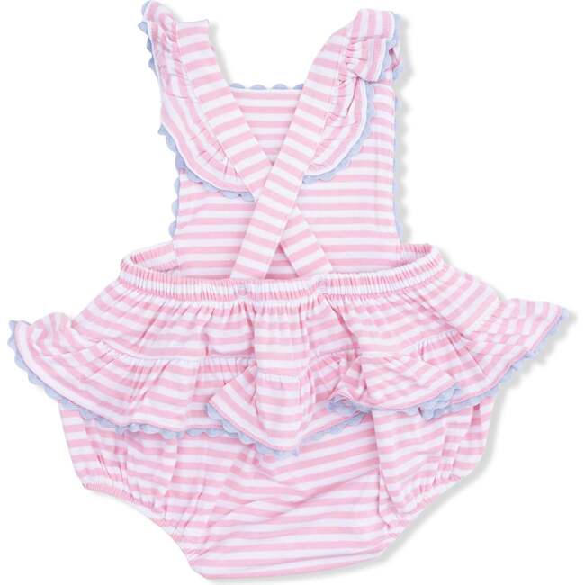 Cherry Stripe, Ric Rac Ruffle Sunsuit - Rompers - 3