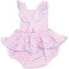 Cherry Stripe, Ric Rac Ruffle Sunsuit - Rompers - 3