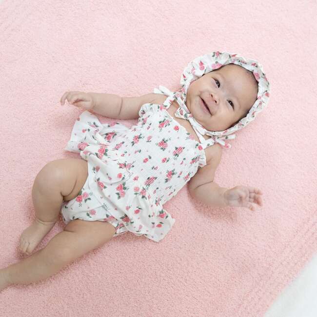 Pink Rosettes, Smocked Bubble with Skirt