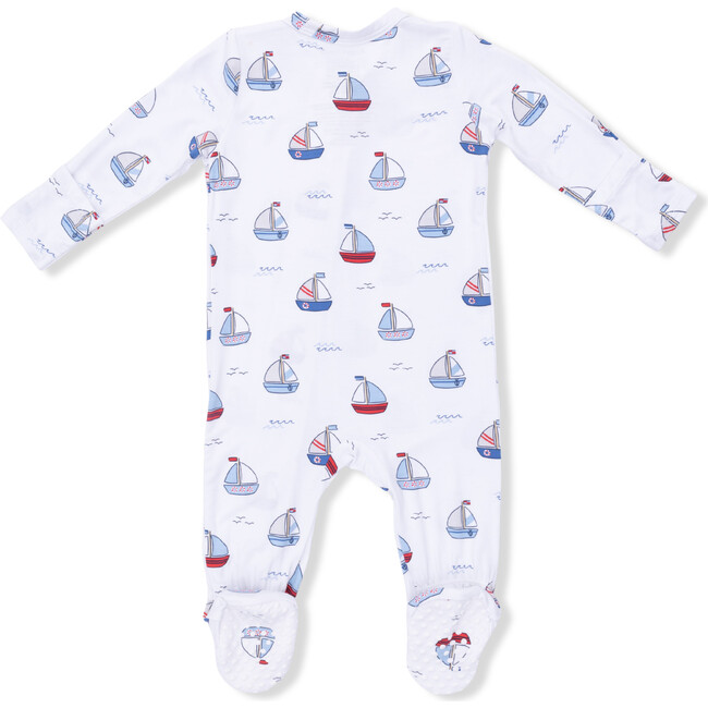 Bubbly Sailboats Blue, 2 Way Zipper Footie