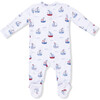 Bubbly Sailboats Blue, 2 Way Zipper Footie - Footie Pajamas - 2