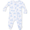 Puppy Toile Blue, 2 Way Zipper Footie - Footie Pajamas - 3