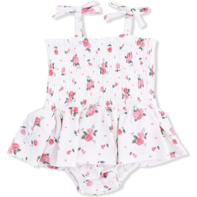 Pink Rosettes, Smocked Bubble with Skirt