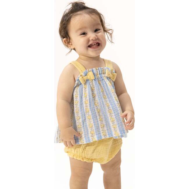 Odalys Floral Stripe, Top with Bows and Ruffle Leg Bloomer