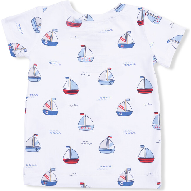Bubbly Sailboats Blue, Short Sleeve Loungewear Set