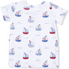 Bubbly Sailboats Blue, Short Sleeve Loungewear Set - Mixed Apparel Set - 2