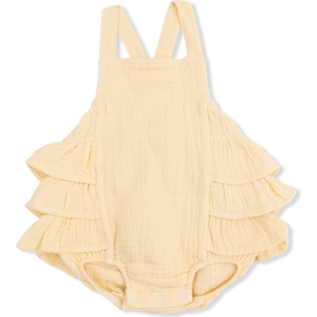 Solid Muslin Italian Straw, Ruffle Sunsuit