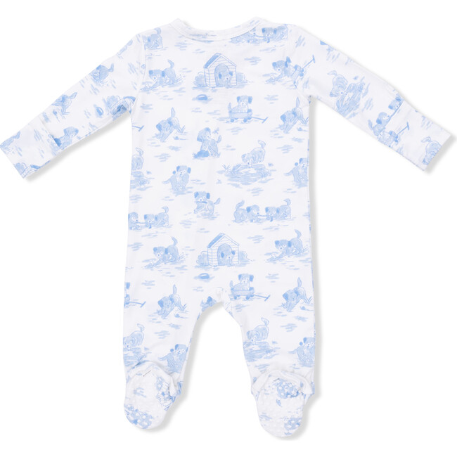 Puppy Toile Blue, 2 Way Zipper Footie & Swaddle Blanket Set