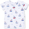 Bubbly Sailboats Blue, Short Sleeve Loungewear Set - Mixed Apparel Set - 3