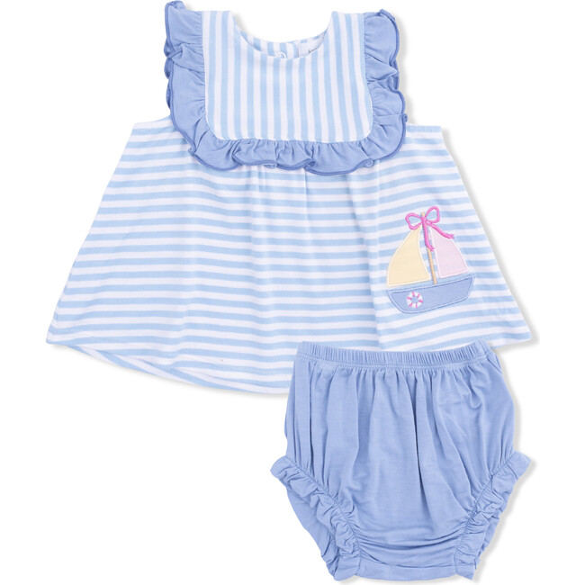 Bubbly Sailboat Stripe, Ruffle Top and Bloomer