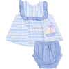 Bubbly Sailboat Stripe, Ruffle Top and Bloomer - Mixed Apparel Set - 1 - thumbnail