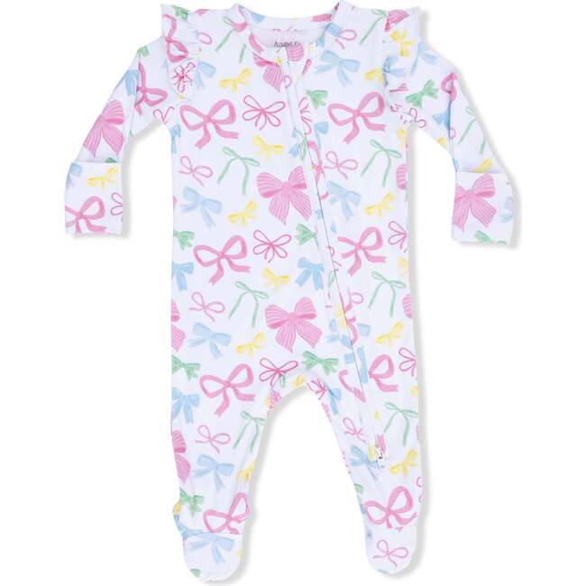 Sweet Bows, 2 Way Ruffle Sleeve Zipper Footie