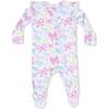 Sweet Bows, 2 Way Ruffle Sleeve Zipper Footie - Footie Pajamas - 2