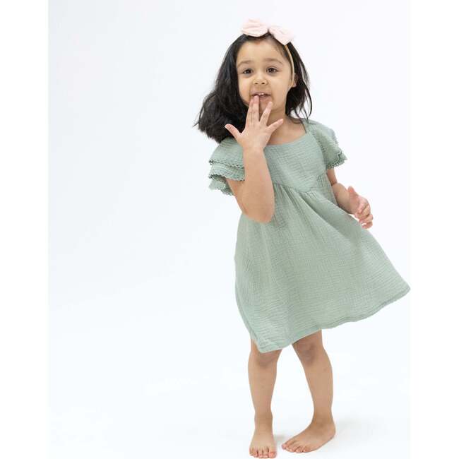 Solid Muslin Jadeite, V-Neck Dress and Bloomer