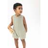Solid Muslin Desert Green, Sleeveless Shortie Romper - Rompers - 1 - thumbnail