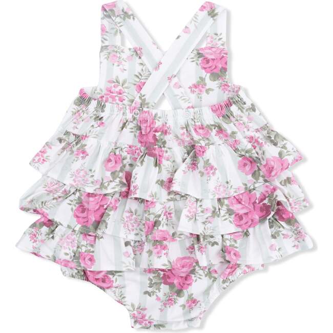 Cabbage Rose Stripe, Ruffle Sunsuit - Rompers - 3
