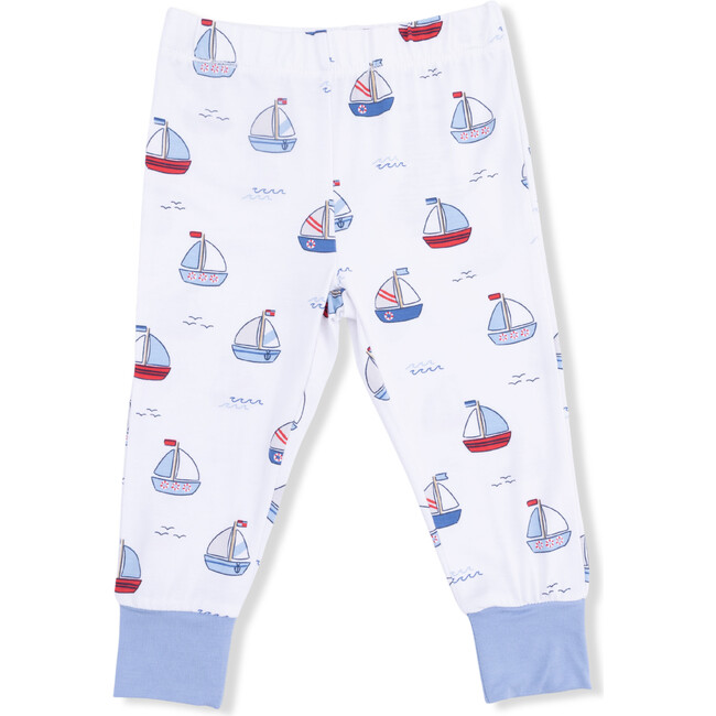 Bubbly Sailboats Blue, Short Sleeve Loungewear Set - Mixed Apparel Set - 4