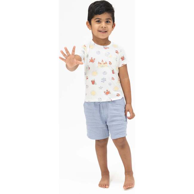 Sunny Sandcastles, Crew Neck Tee with Casual Short