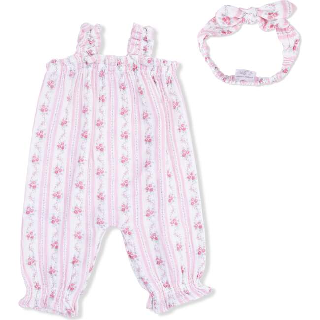 Winding Roses Stripe, Ruffly Strap Overall & Headband