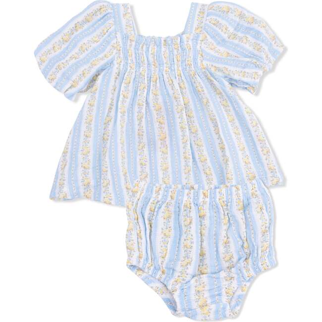 Odalys Floral Stripe, Puff Sleeve Dress with Bloomer