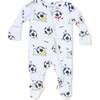 Soccer Balls Playing Soccer  Blue, 2 Way Zipper Footie - Footie Pajamas - 2