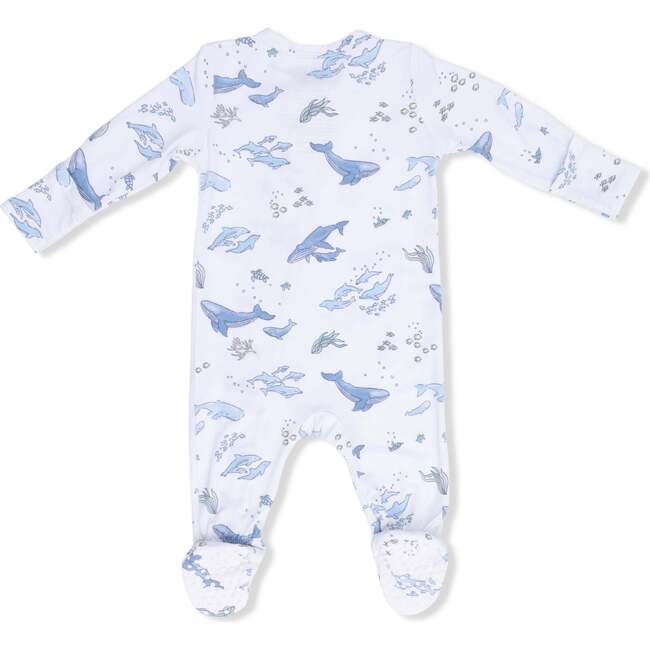Watercolor Blue Whales, 2 Way Zipper Footie
