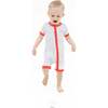 Baseball Stripe, Shortie 2 Way Zipper Romper - Rompers - 1 - thumbnail