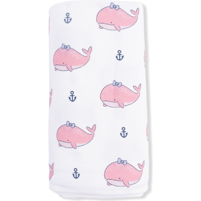 Bubbly Whale with Bow  Pink, Swaddle Blanket