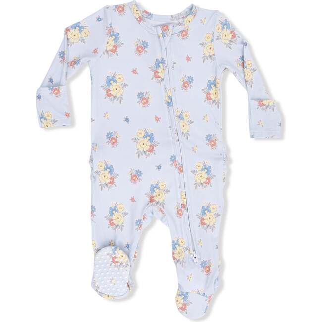 Country Stitch Floral , 2 Way Ruffle Back Zipper Footie