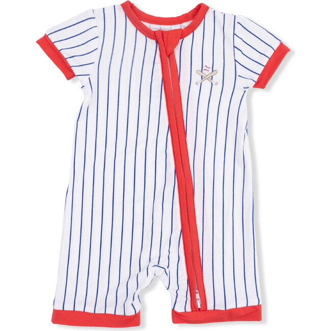 Baseball Stripe, Shortie 2 Way Zipper Romper