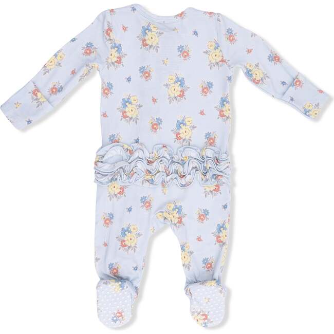 Country Stitch Floral , 2 Way Ruffle Back Zipper Footie