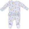 Country Stitch Floral , 2 Way Ruffle Back Zipper Footie - Footie Pajamas - 2