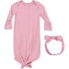 Solid Rose Elegance, Knotted Gown and Headband - Nightgowns - 1 - thumbnail