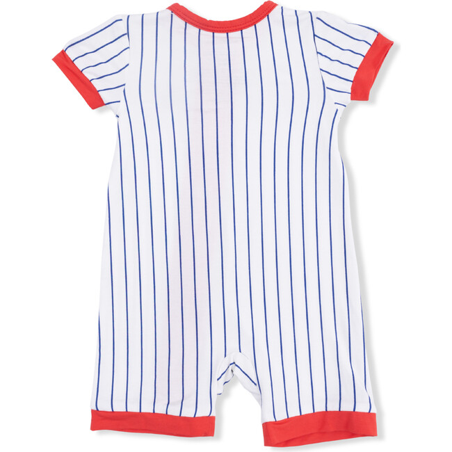 Baseball Stripe, Shortie 2 Way Zipper Romper - Rompers - 3